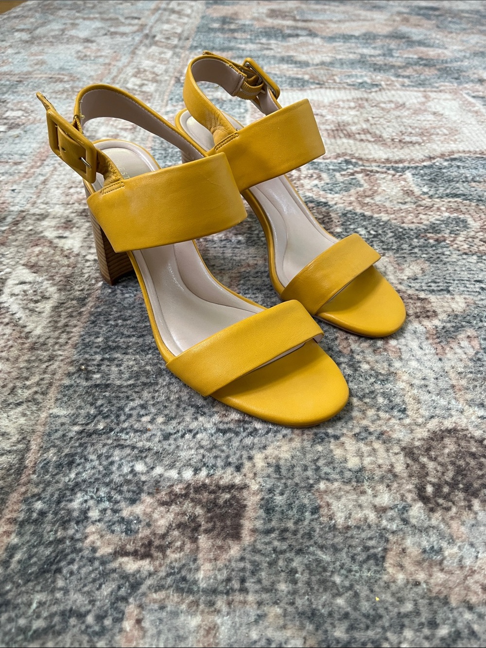 Preston & York Yellow Stap Block Heel Sandals - Picture 2 of 5